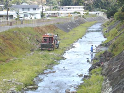 Kamo`oali`i Stream; City & County maintenance crew